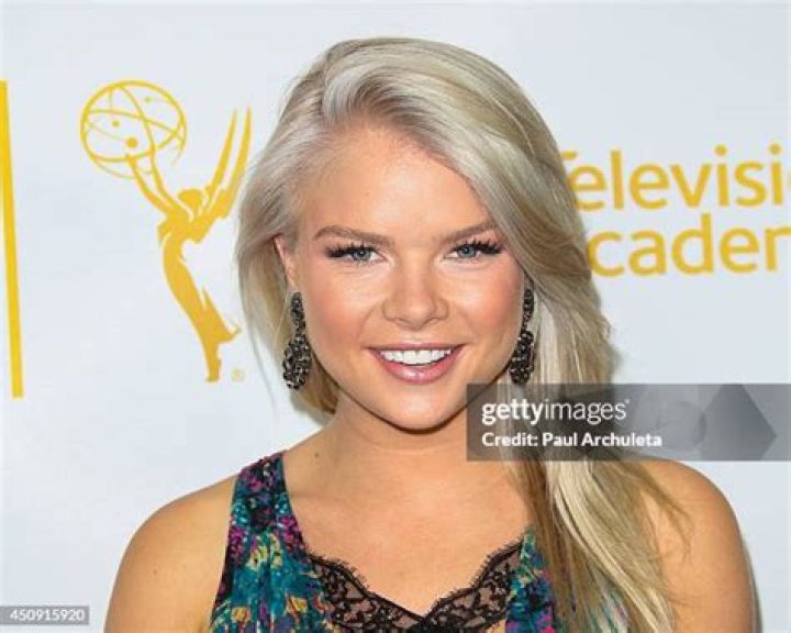 Kelli Goss posing by wearing a black skirt.